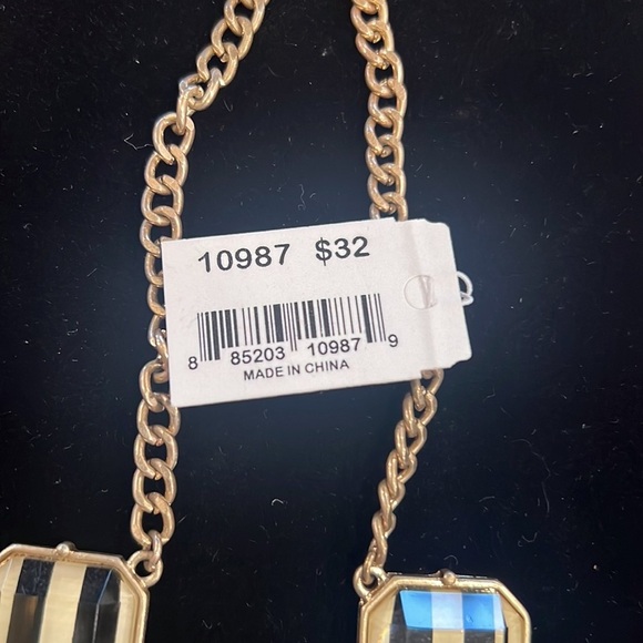 Matte Gold Tone Zebra Strip Chunky Necklace by Cookie Lee #10987 - Picture 3 of 8